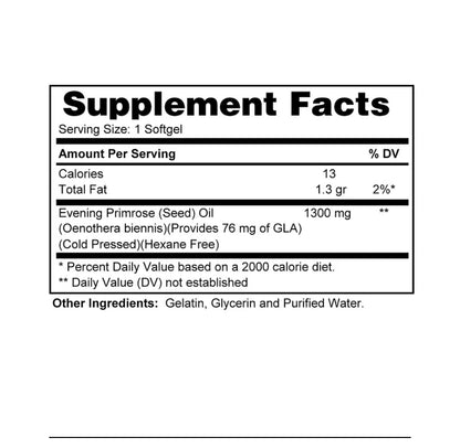 Evening Primrose  Softgels 1300mg | KQP Supplements